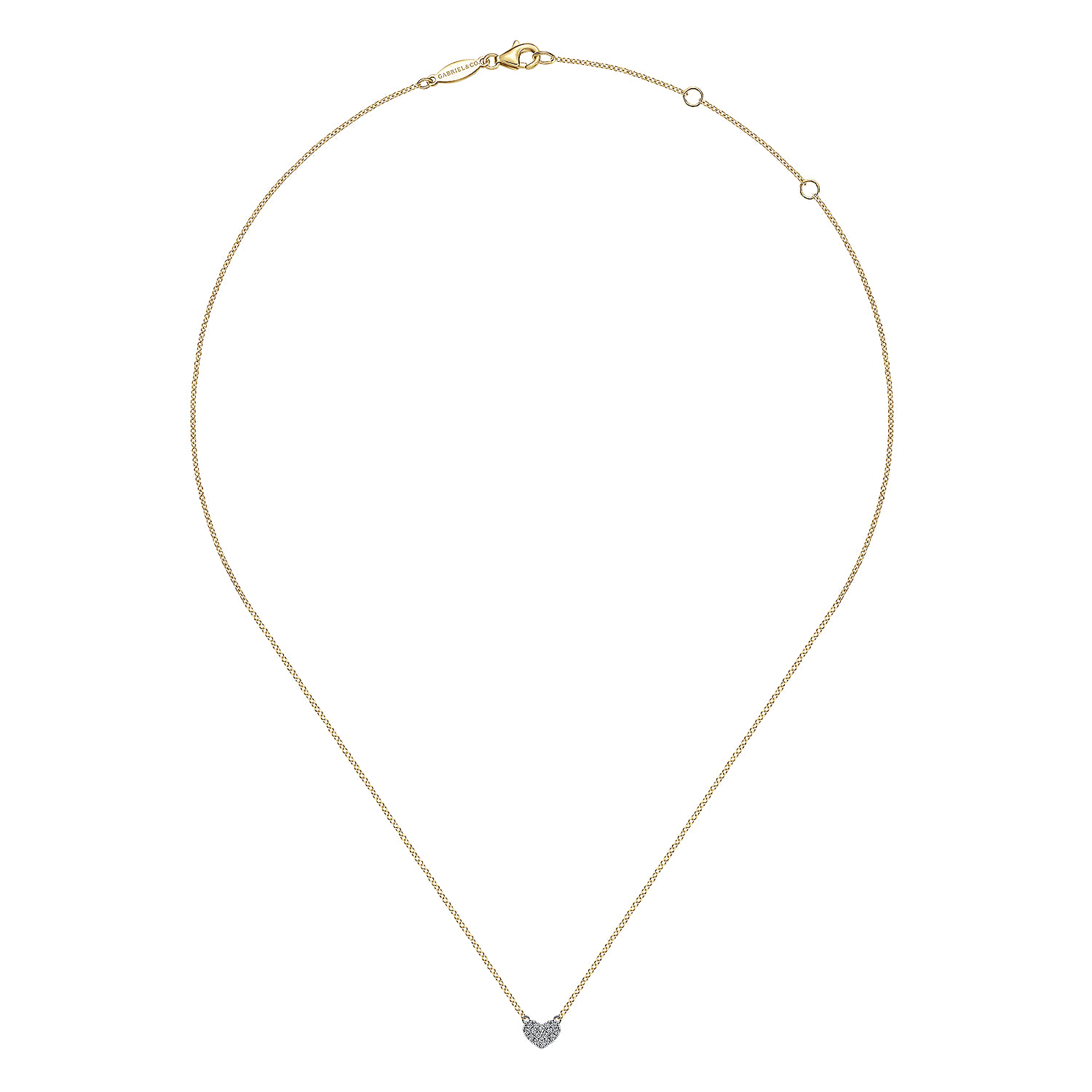 14K White and Yellow Gold Diamond Heart Pendant Necklace - 0.07 ct - Shot 2