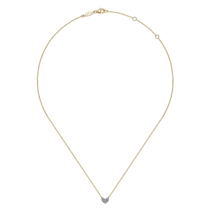 14K White and Yellow Gold Diamond Heart Pendant Necklace