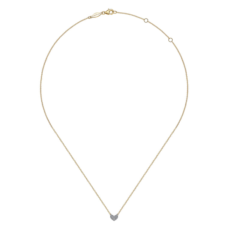 14K White and Yellow Gold Diamond Heart Pendant Necklace - 0.07 ct - Shot 2