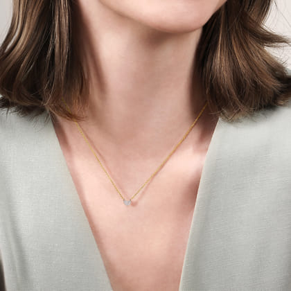 14K White and Yellow Gold Diamond Heart Pendant Necklace