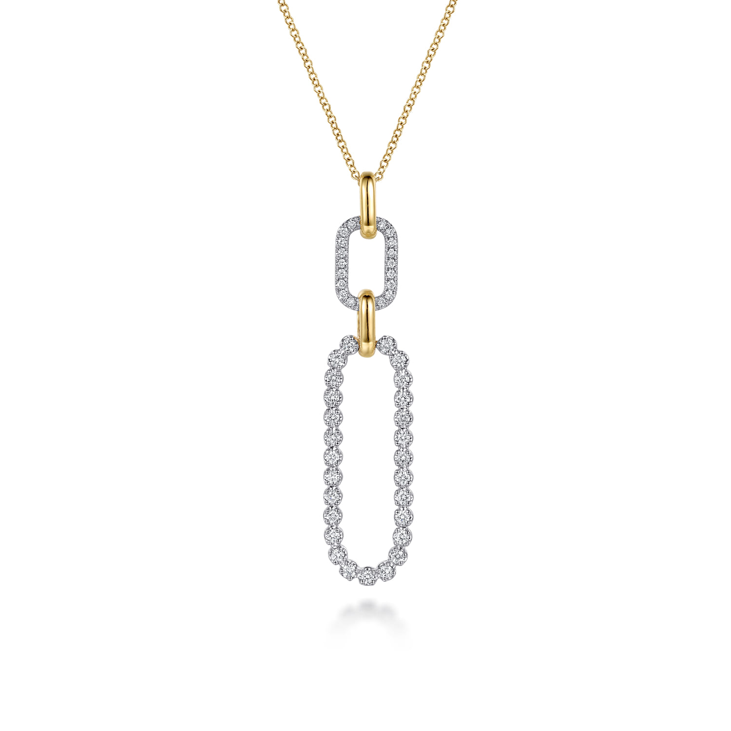 14K White and Yellow Gold Diamond Link Pendant Drop Necklace - 0.6 ct - Shot 1