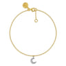 14K White and Yellow Gold Diamond Moon Shape Charm Bracelet - 0.04 ct