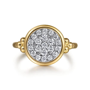 14K White and Yellow Gold Diamond Pave Bujukan Ladies Ring