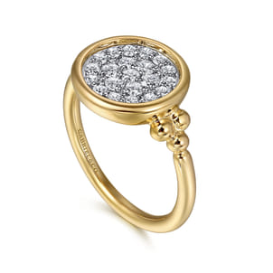 14K White and Yellow Gold Diamond Pave Bujukan Ladies Ring