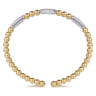 14K White and Yellow Gold Diamond Pave Three Station Bar Bujukan Beads Split Bangle Bracelet - 0.5 ct