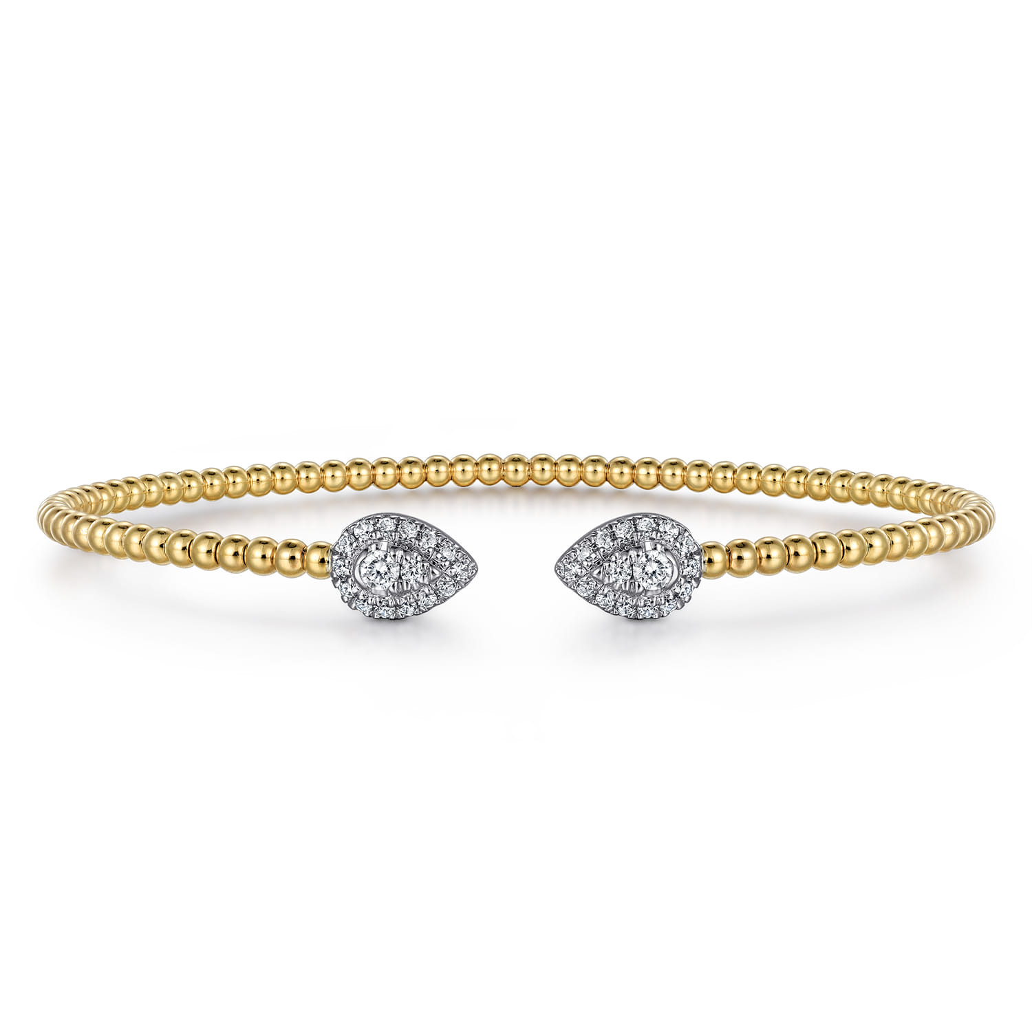 14K White and Yellow Gold Diamond Pear Shape Bujukan Bangle - 0.32 ct - Shot 1