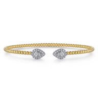 14K White and Yellow Gold Diamond Pear Shape Bujukan Bangle
