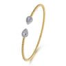 14K White and Yellow Gold Diamond Pear Shape Bujukan Bangle - 0.32 ct
