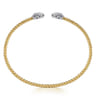 14K White and Yellow Gold Diamond Pear Shape Bujukan Bangle - 0.32 ct