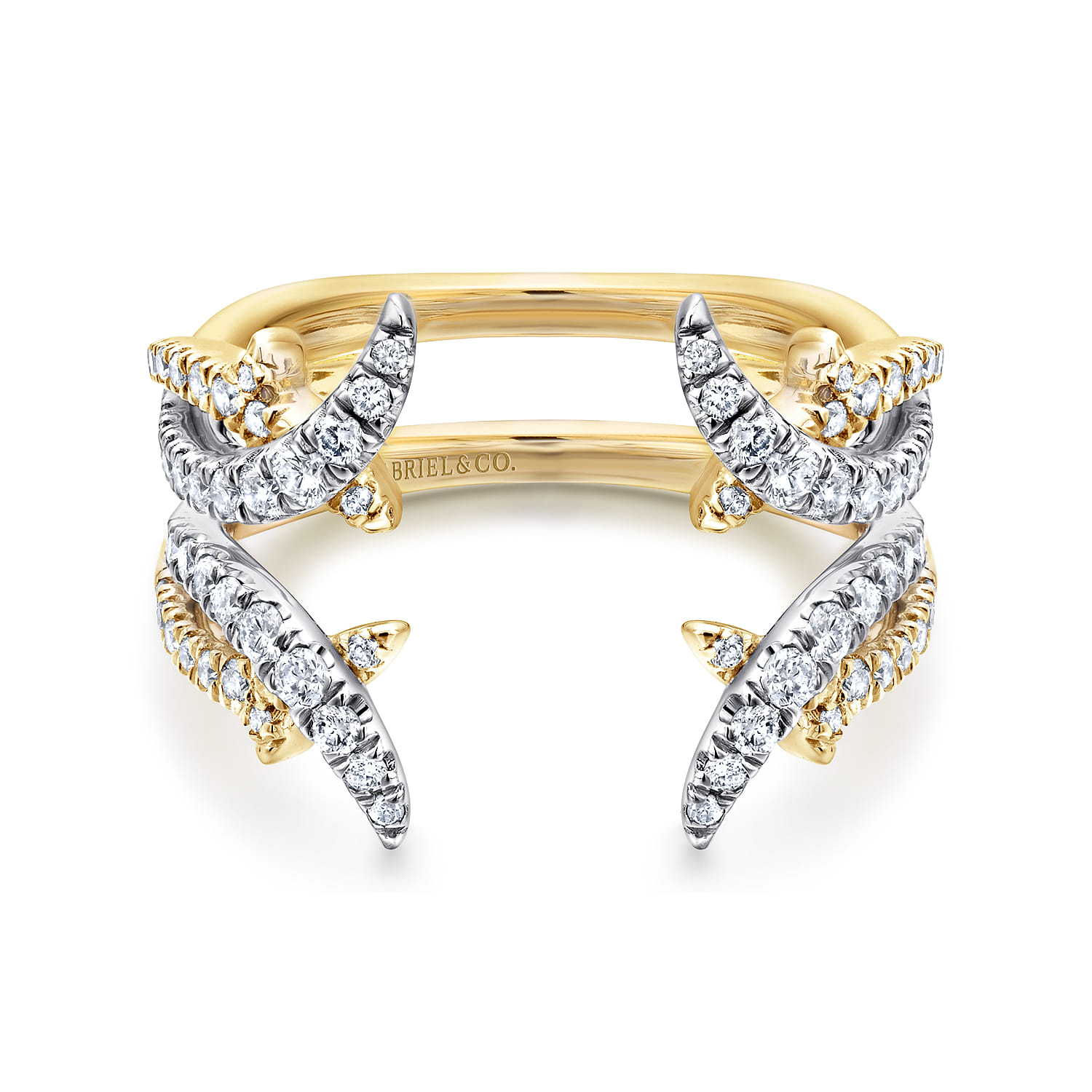 Enhancer Wedding Ring in 14k Yellow/white Gold with Round Natural Diamond at Gabriel & Co. - Shot 1