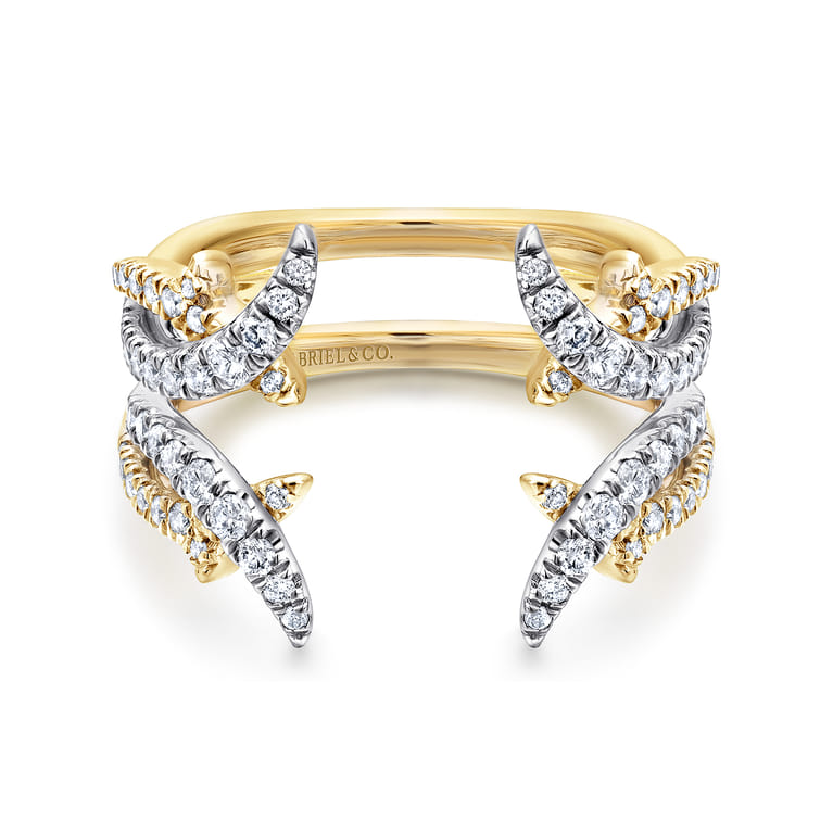 Enhancer Wedding Ring in 14k Yellow/white Gold with Round Natural Diamond at Gabriel & Co. - Shot 1