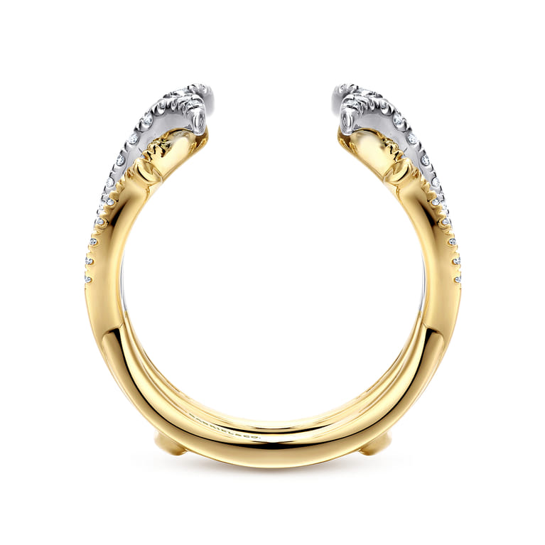 Enhancer Wedding Ring in 14k Yellow/white Gold with Round Natural Diamond at Gabriel & Co. - Shot 2
