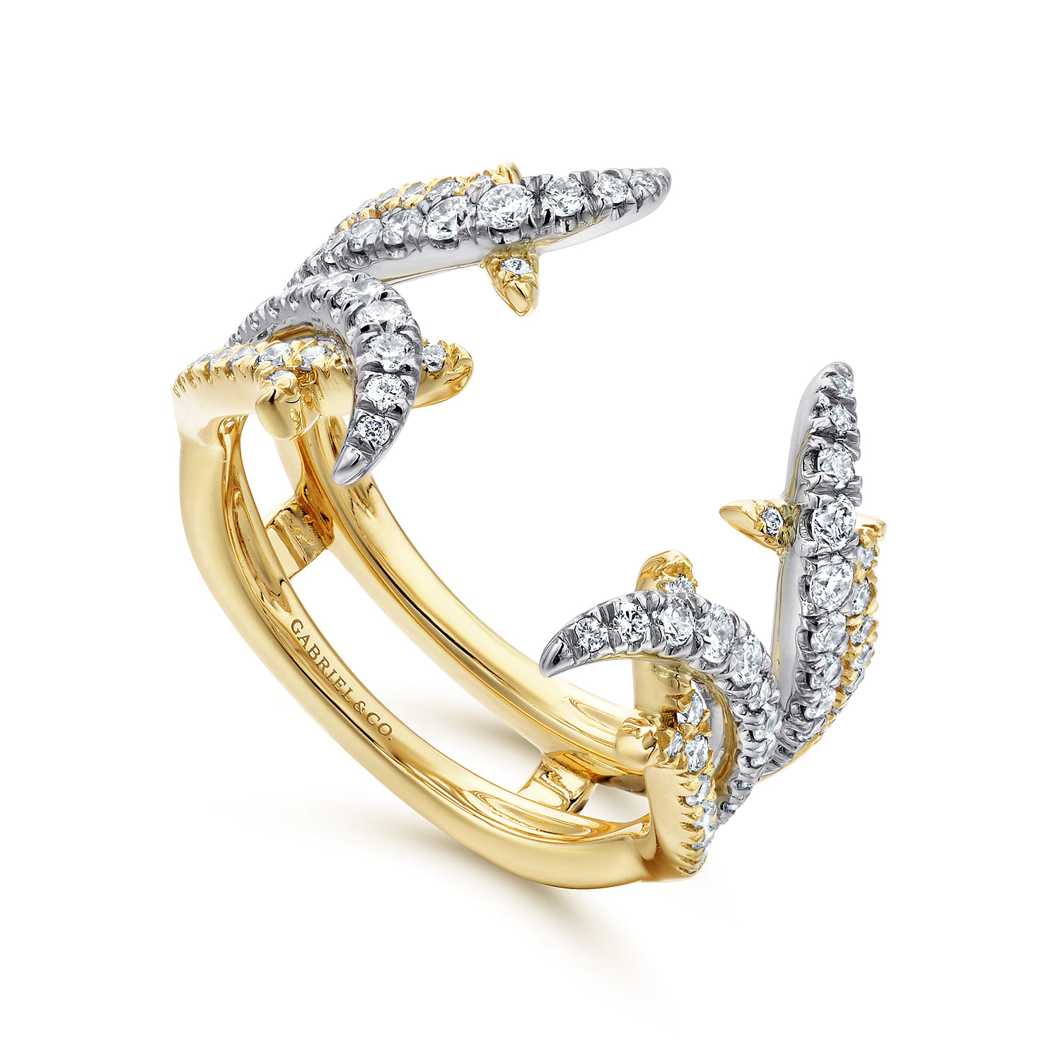 Enhancer Wedding Ring in 14k Yellow/white Gold with Round Natural Diamond at Gabriel & Co. - Shot 3