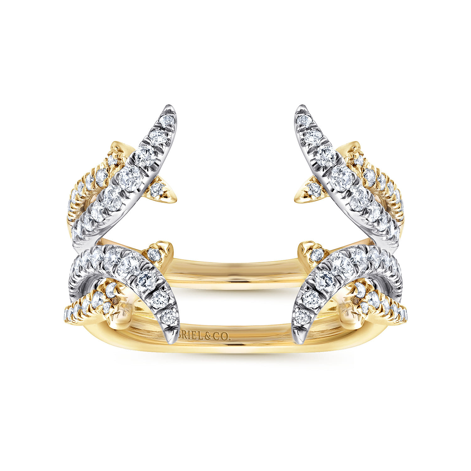 Enhancer Wedding Ring in 14k Yellow/white Gold with Round Natural Diamond at Gabriel & Co. - Shot 4