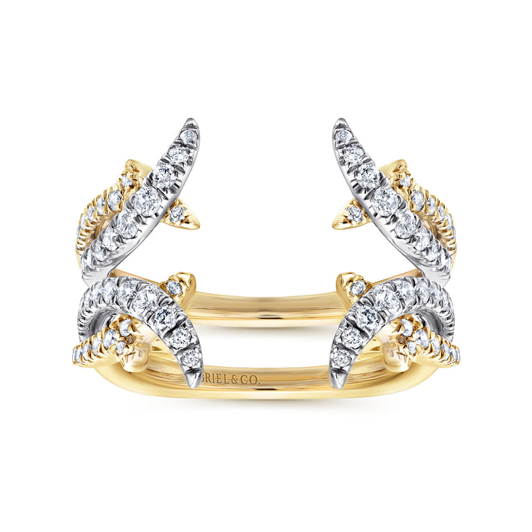 Enhancer Wedding Ring in 14k Yellow/white Gold with Round Natural Diamond at Gabriel & Co. - Shot 4