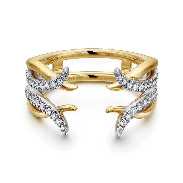 Enhancer Wedding Ring in 14k Yellow/white Gold with Round Natural Diamond at Gabriel & Co. - Shot 1