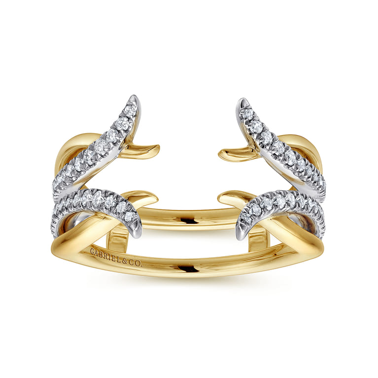Enhancer Wedding Ring in 14k Yellow/white Gold with Round Natural Diamond at Gabriel & Co. - Shot 4