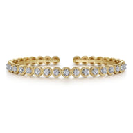 14K White and Yellow Gold Diamond Rope Bangle