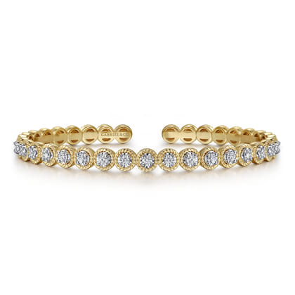 14K White and Yellow Gold Diamond Rope Bangle