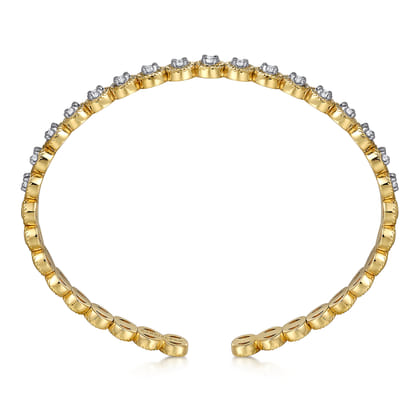 14K White and Yellow Gold Diamond Rope Bangle