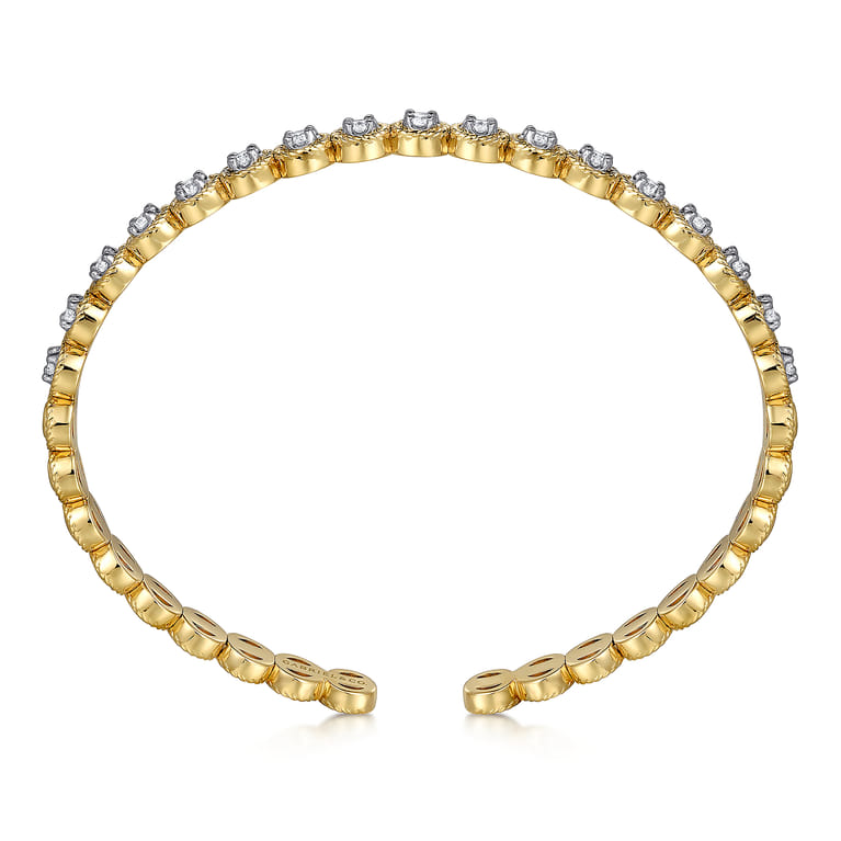 14K White and Yellow Gold Diamond Rope Bangle - 0.7 ct - Shot 3