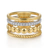 14K White and Yellow Gold Diamond Rope Easy Stackable Ladies Ring - 0.25 ct