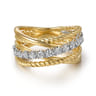 14K White and Yellow Gold Diamond Rope Twisted Ladies Ring - 0.52 ct