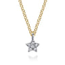14K White and Yellow Gold Diamond Star Pendant Necklace - 0.02 ct