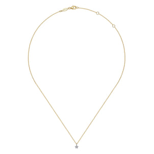 14K White and Yellow Gold Diamond Star Pendant Necklace