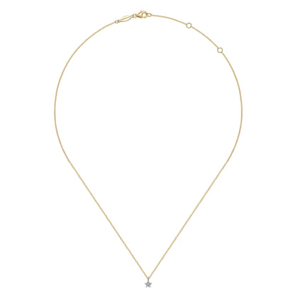 14K White and Yellow Gold Diamond Star Pendant Necklace