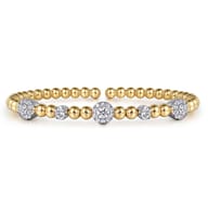 14K White and Yellow Gold Diamond Station Bujukan Split bangle