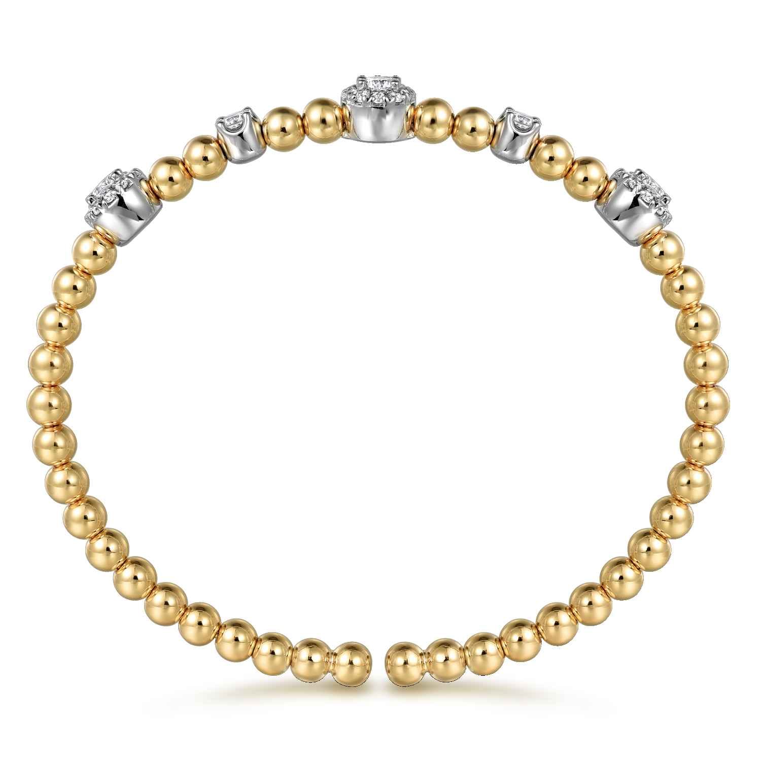 14K White and Yellow Gold Diamond Station Bujukan Split bangle - 1 ct - Shot 3