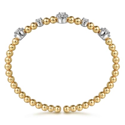 14K White and Yellow Gold Diamond Station Bujukan Split bangle
