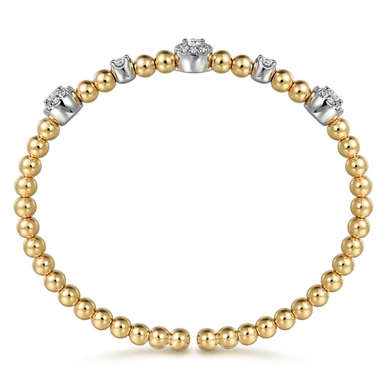 14K White and Yellow Gold Diamond Station Bujukan Split bangle - 1 ct - Shot 3