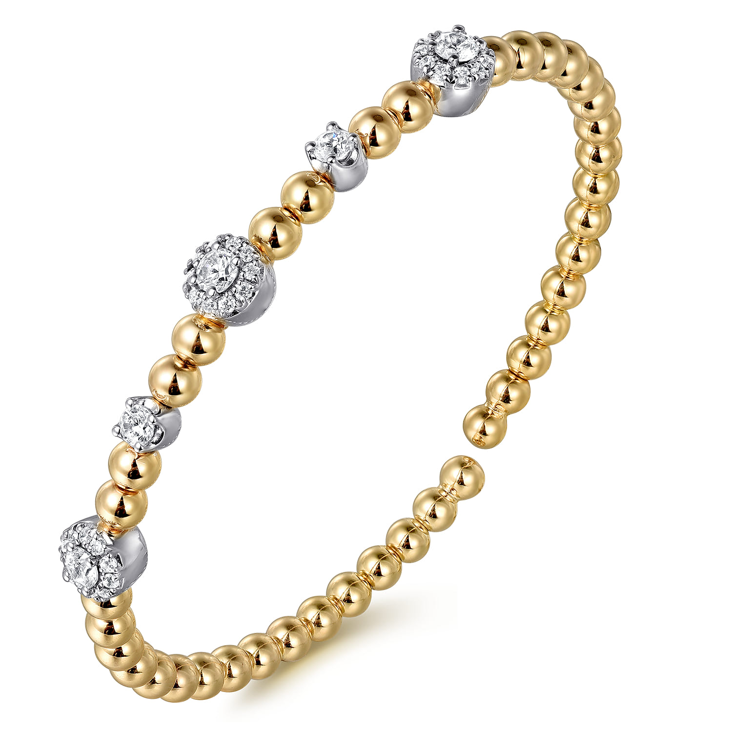 14K White and Yellow Gold Diamond Station Bujukan Split bangle - 1 ct - Shot 2