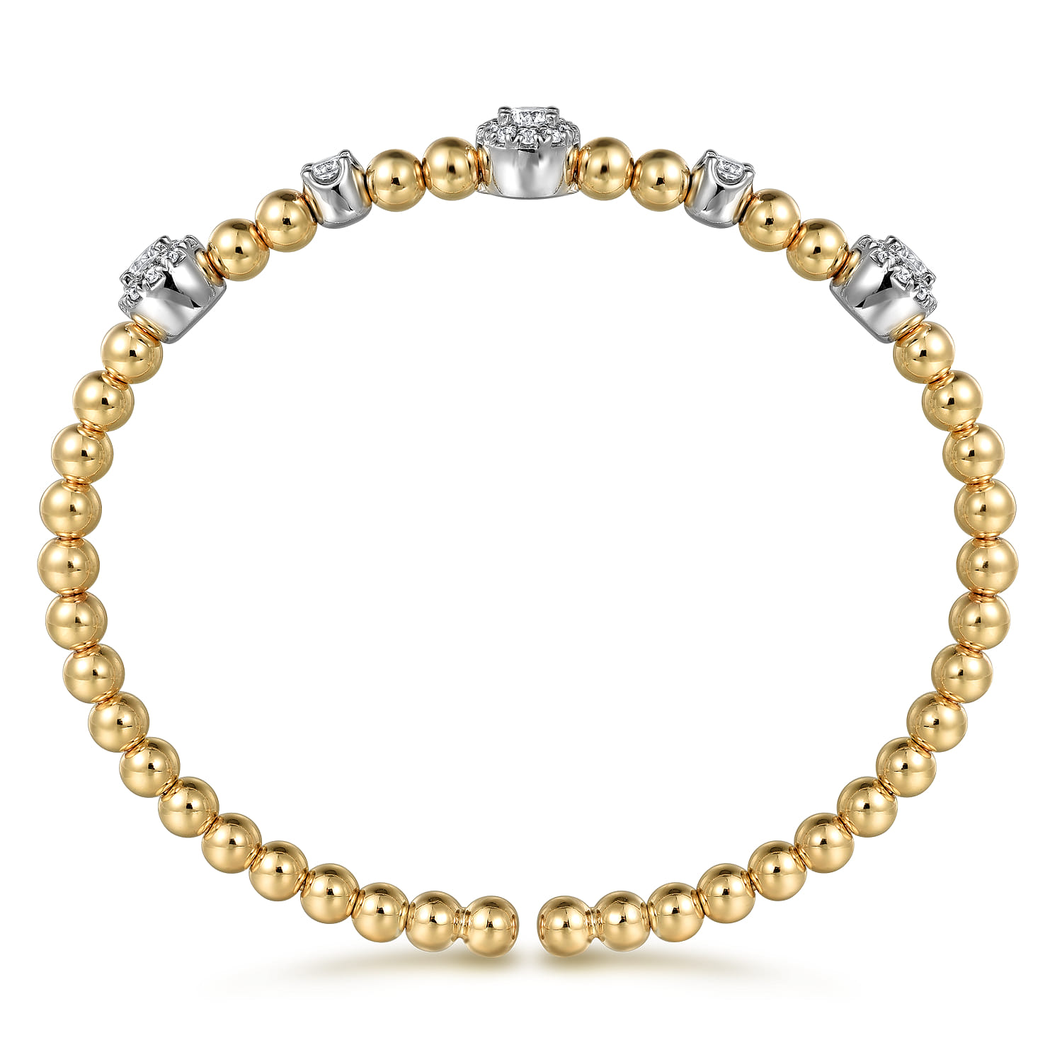 14K White and Yellow Gold Diamond Station Bujukan Split bangle - 1 ct - Shot 3