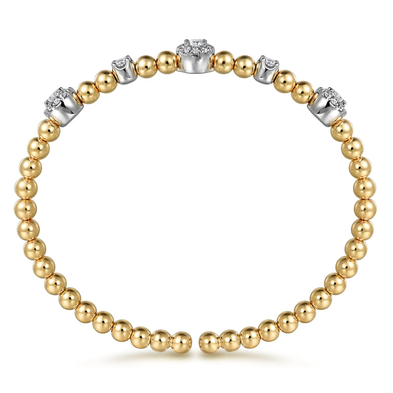 14K White and Yellow Gold Diamond Station Bujukan Split bangle - 1 ct - Shot 3