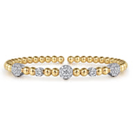 14K White and Yellow Gold Diamond Station Bujukan Split bangle