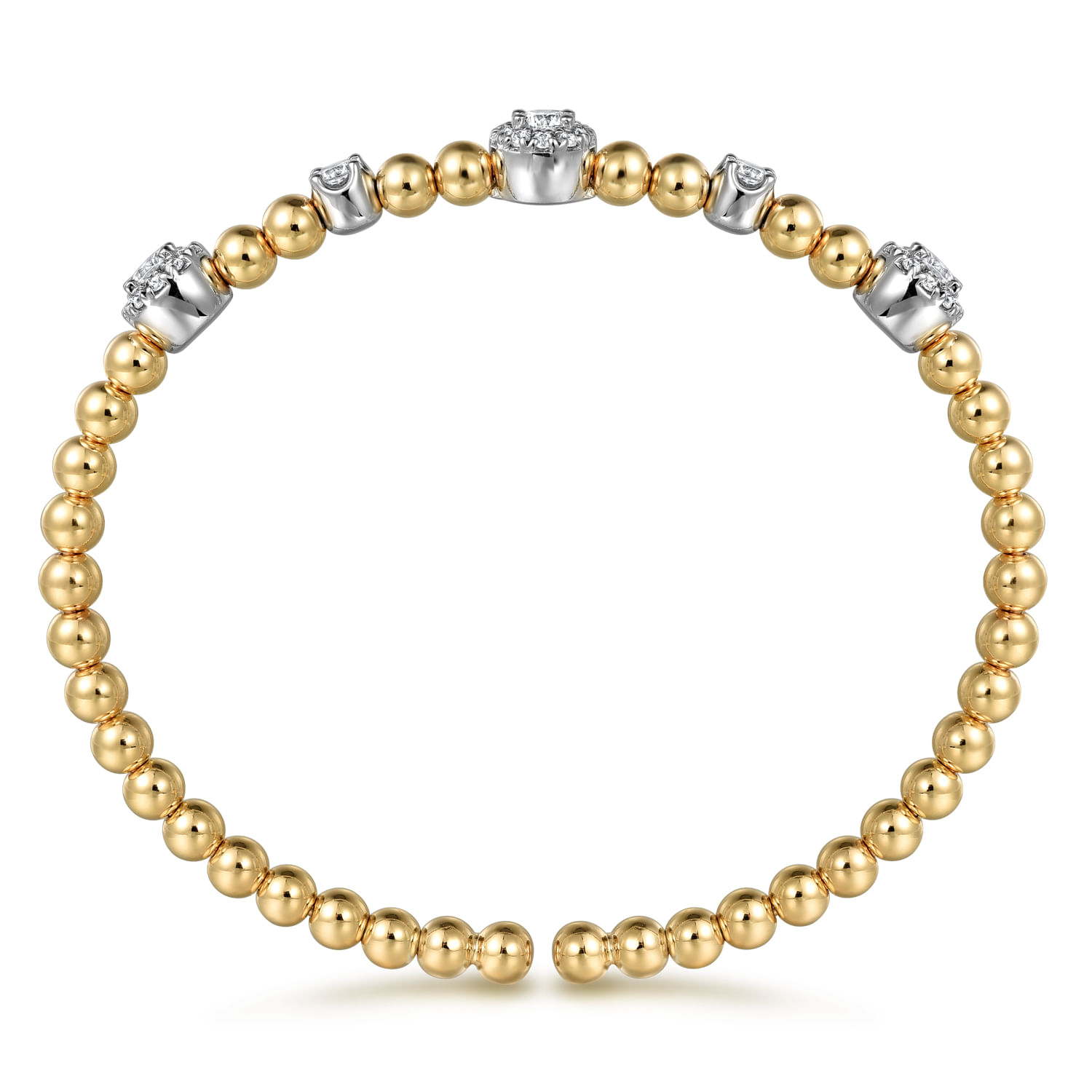 14K White and Yellow Gold Diamond Station Bujukan Split bangle