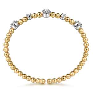 14K White and Yellow Gold Diamond Station Bujukan Split bangle