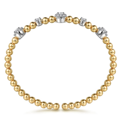 14K White and Yellow Gold Diamond Station Bujukan Split bangle