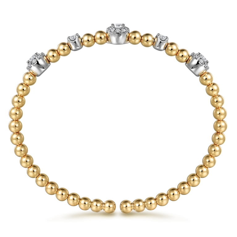 14K White and Yellow Gold Diamond Station Bujukan Split bangle - 1 ct - Shot 3