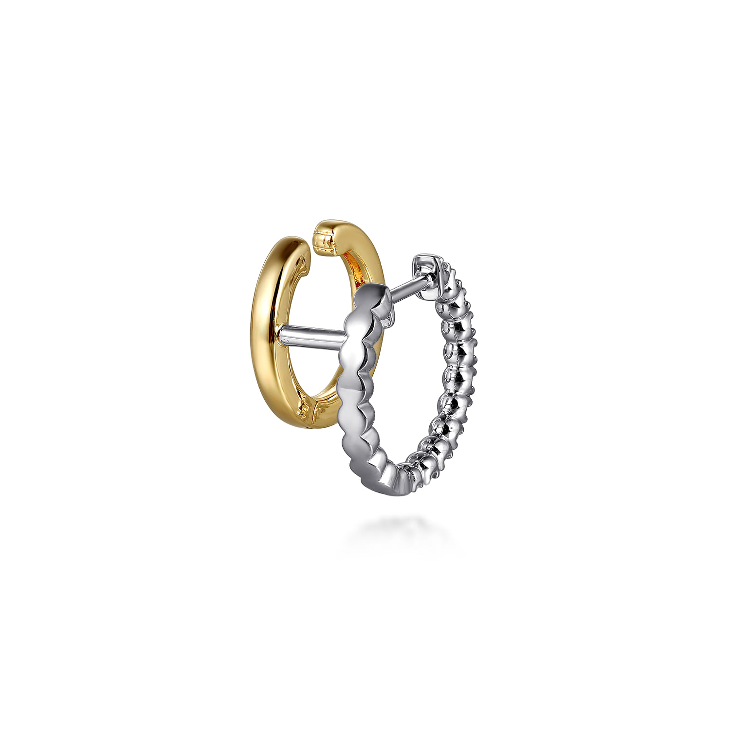 14K White and Yellow Gold Diamond Stuggies Earrings - 0.25 ct - Shot 3