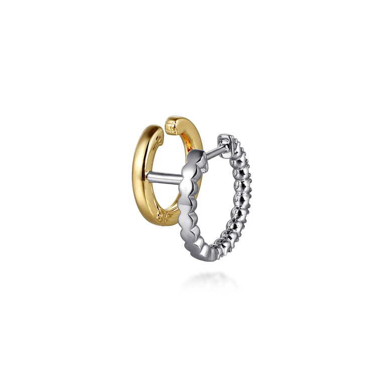 14K White and Yellow Gold Diamond Stuggies Earrings - 0.25 ct - Shot 3