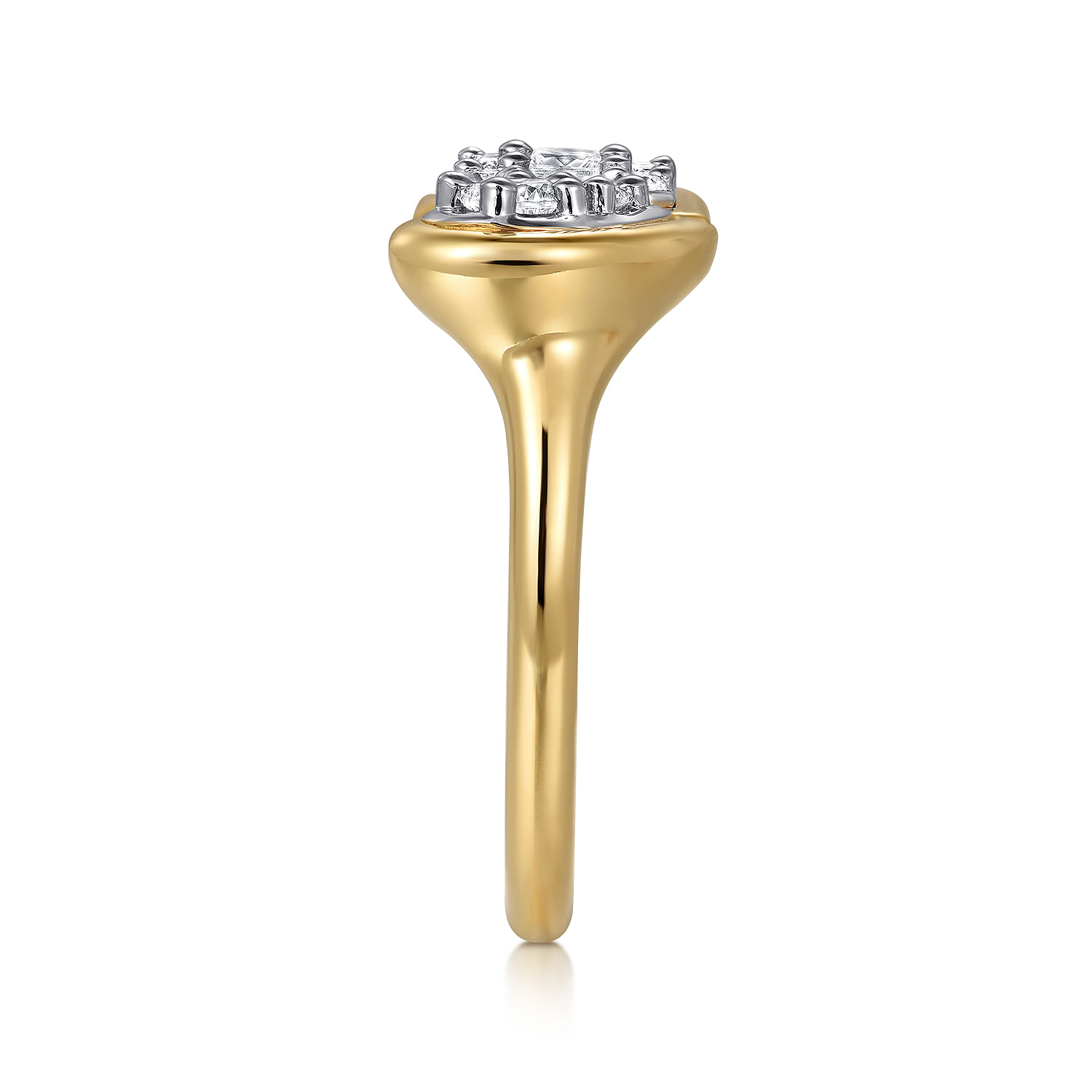 14K White and Yellow Gold Diamond Toi et Moi Open Ladies Ring