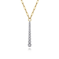 14K White and Yellow Gold Diamond Vertical Bar Link Necklace