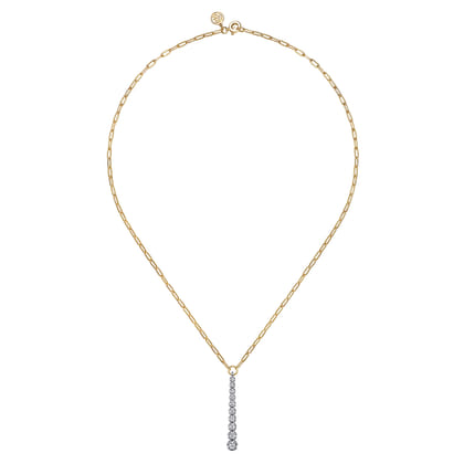 14K White and Yellow Gold Diamond Vertical Bar Link Necklace