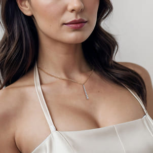 14K White and Yellow Gold Diamond Vertical Bar Link Necklace