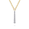 14K White and Yellow Gold Diamond Vertical Bar Link Necklace - 0.35 ct