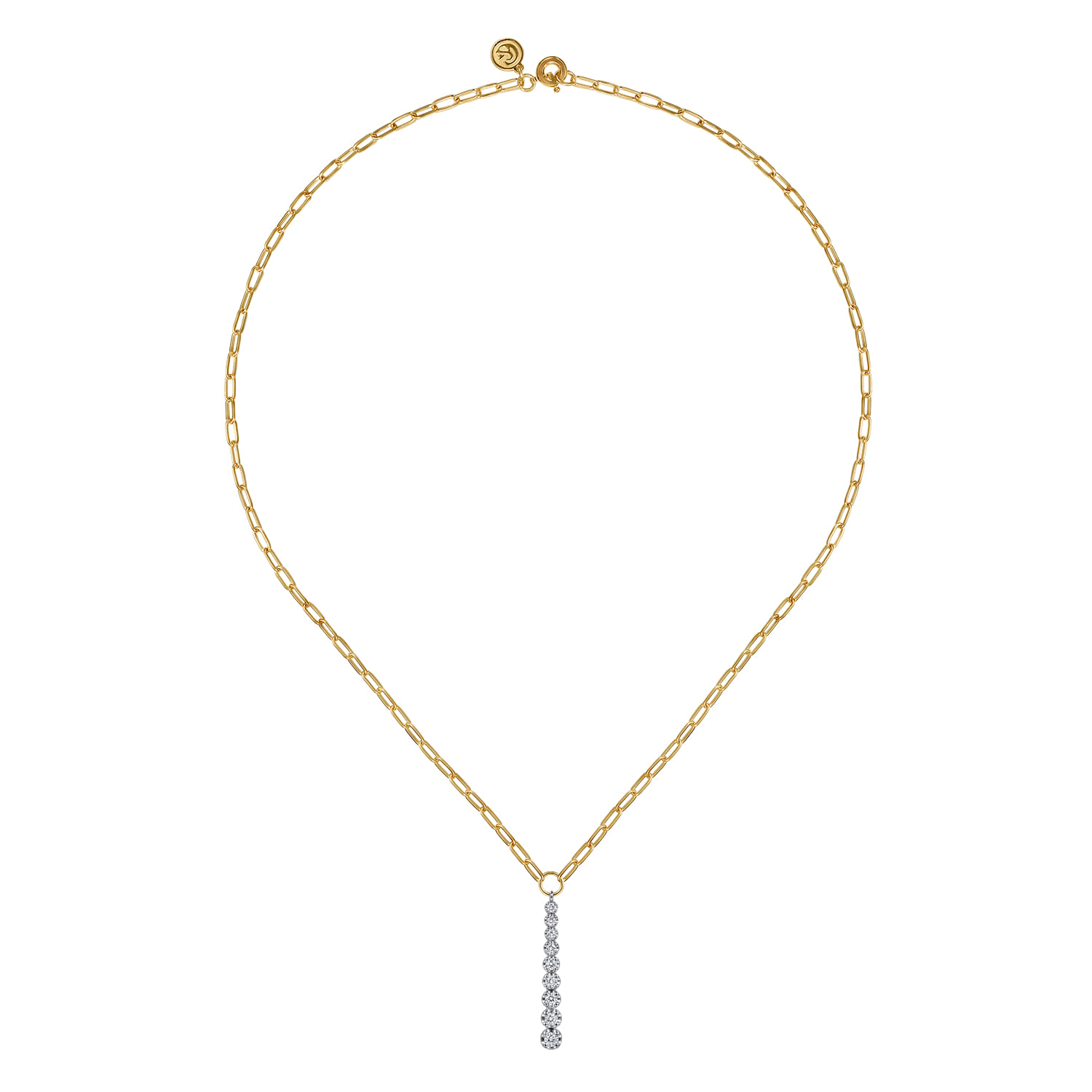 14K White and Yellow Gold Diamond Vertical Bar Link Necklace - 0.35 ct - Shot 2